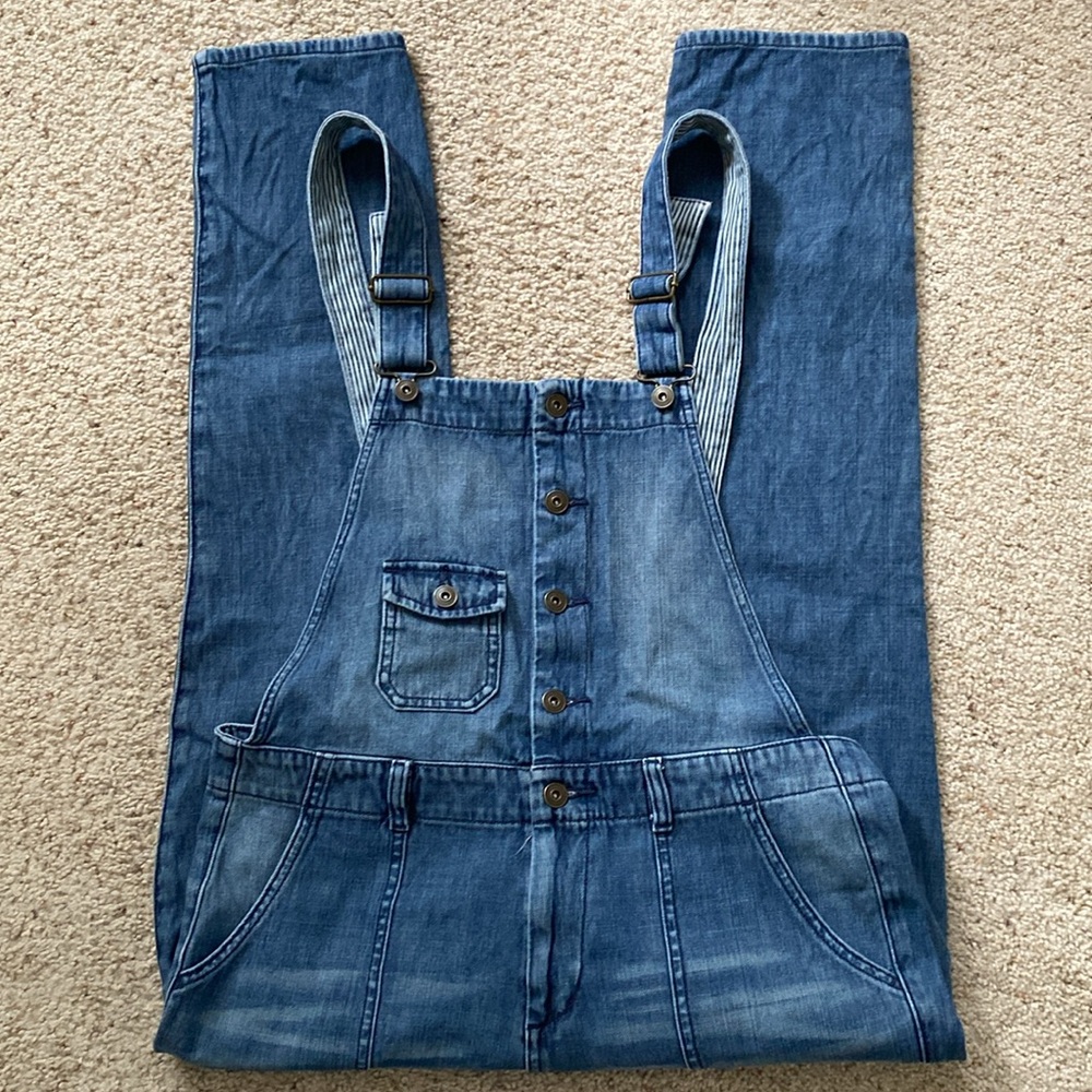 Last Chance🥳! Lovestitch Overalls with Railroad Stripe lining. Size L.